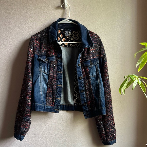 Desigual Jackets & Blazers - Deisgual Multi-Color Woven Sequin Jean Denim Jacket